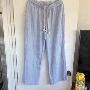 Light Blue Linnen Drawstring Lounge Pants